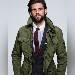 J Crew Men’s Field Military Style Jacket w/ Removable Hood (Rare)